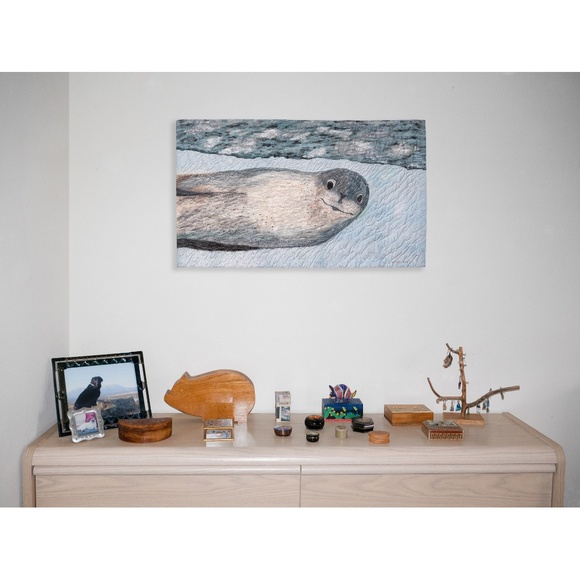 LEOPARD SEAL - original mixed media textile wall hanging - New - Picture 7 of 8